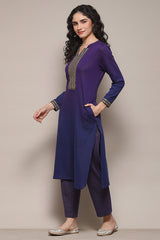 Yarn Dyed Polyester Straight Kurta Palazzo Set
