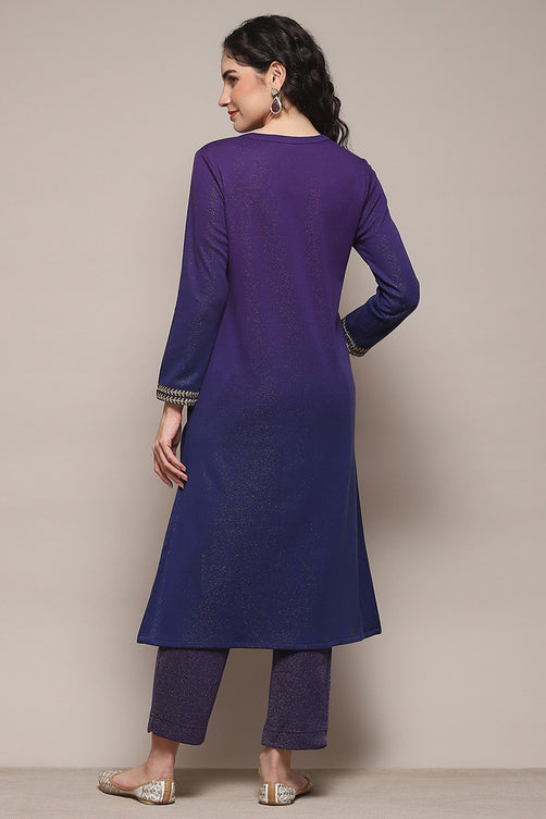 Yarn Dyed Polyester Straight Kurta Palazzo Set
