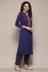 Yarn Dyed Polyester Straight Kurta Palazzo Set