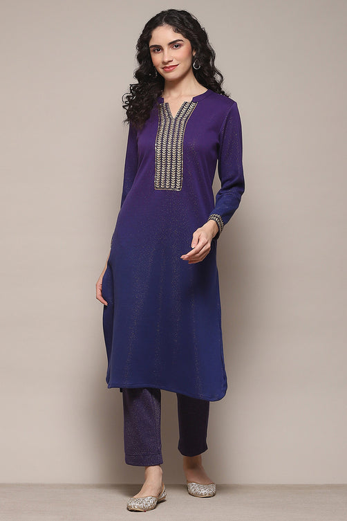 Yarn Dyed Polyester Straight Kurta Palazzo Set