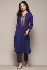 Yarn Dyed Polyester Straight Kurta Palazzo Set