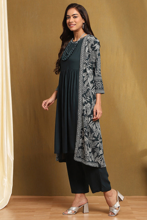 Yarn Dyed Rayon Straight Kurta Palazzo Set