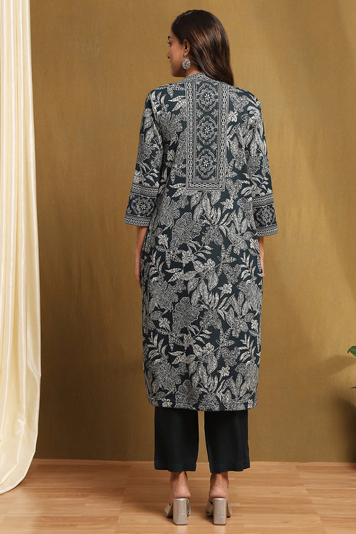 Yarn Dyed Rayon Straight Kurta Palazzo Set