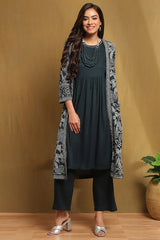 Yarn Dyed Rayon Straight Kurta Palazzo Set