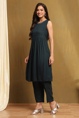 Yarn Dyed Rayon Straight Kurta Palazzo Set