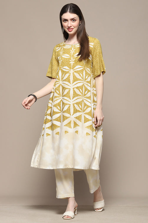 Printed Rayon Straight Kurta Palazzo Set