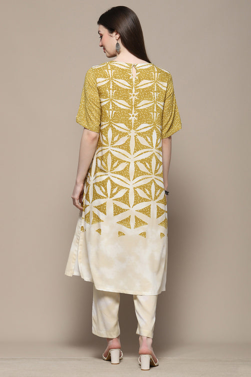 Printed Rayon Straight Kurta Palazzo Set