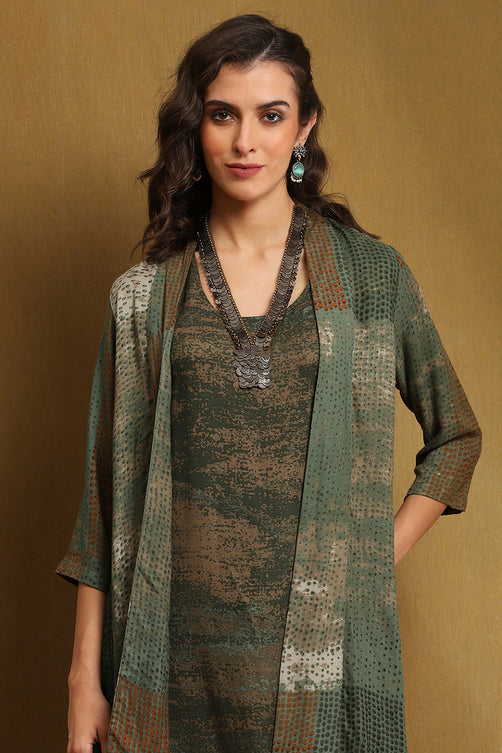 Printed Rayon Straight Kurta Palazzo Set with Block Print