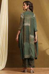 Printed Rayon Straight Kurta Palazzo Set with Block Print