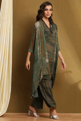 Printed Rayon Straight Kurta Palazzo Set with Block Print